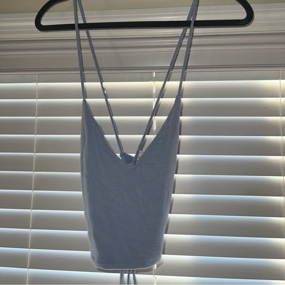 Blue cami top garage